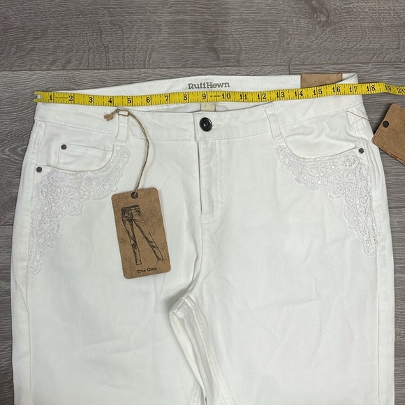NWT Ruff Hewn True Crop White Denim Jeans Crochet Lace Pocket Detail 12 - Picture 9 of 16
